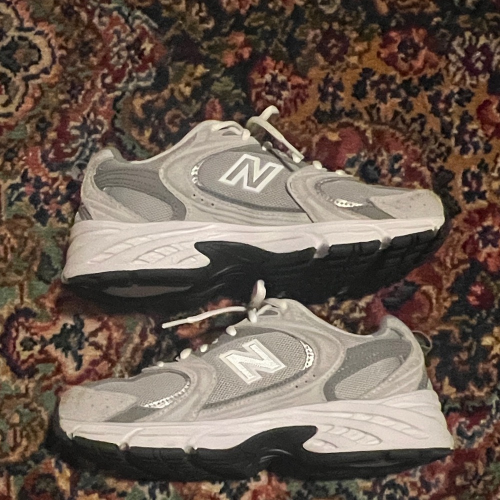 New Balance Light Gray and White Athletic Shoes
